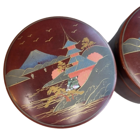 Vintage Japanese Asian Trinket Rice Containers Set - Picture 3 of 11